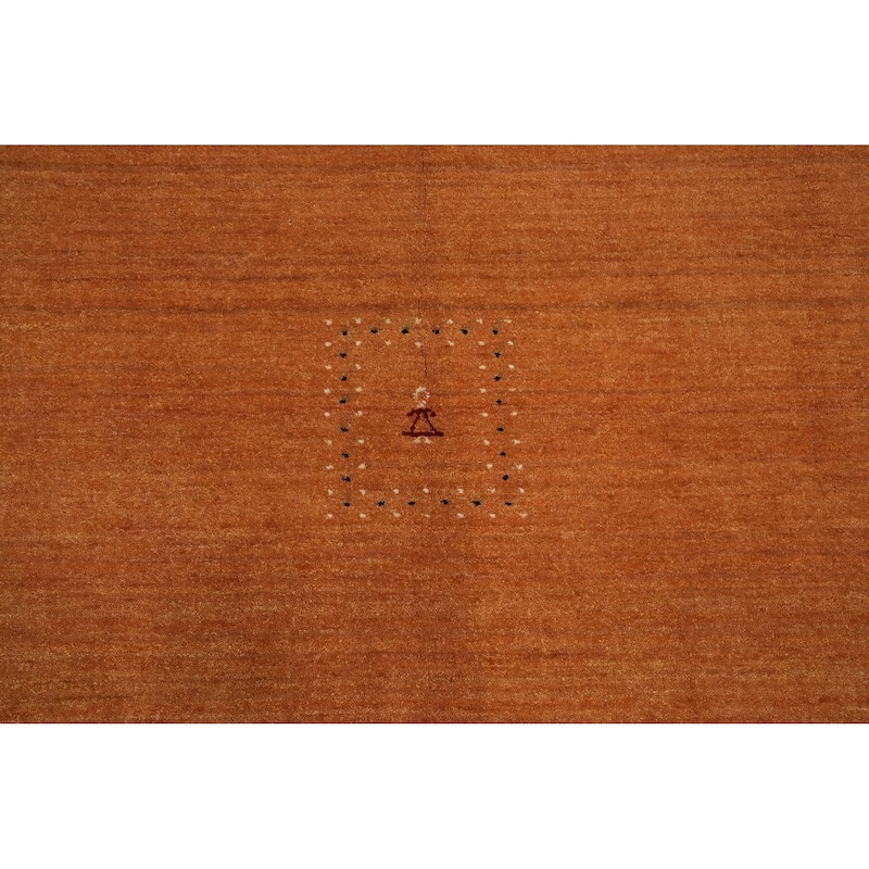 Hand Knotted Oriental 100% Wool Carpet Tribal Animal Pictorial Oranges & Rust Gabbeh Area Rug - 7' 11'' X 8' 2''