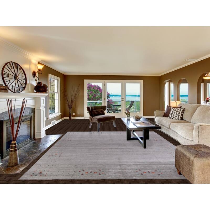 Hand Knotted Oriental 100% Wool Carpet Tribal Tribal Greys & Charcoal Gabbeh Area Rug - 11' 4'' X 8' 10''
