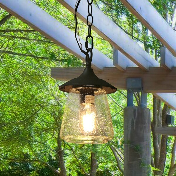 The Gray Barn Dairy Air 1-light Outdoor Pendant Hanging Porch-light - D6.25"xH9.4". Opens flyout.