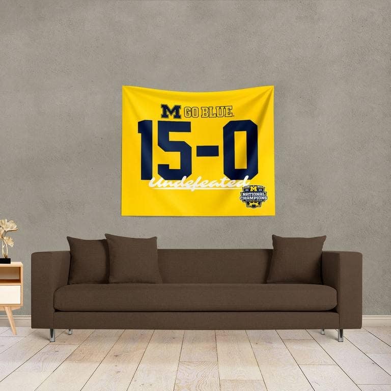 NCAA Michigan Wolverines Championship Wall Hanging - 50"x60" - 15-0 Michigan Wolverines