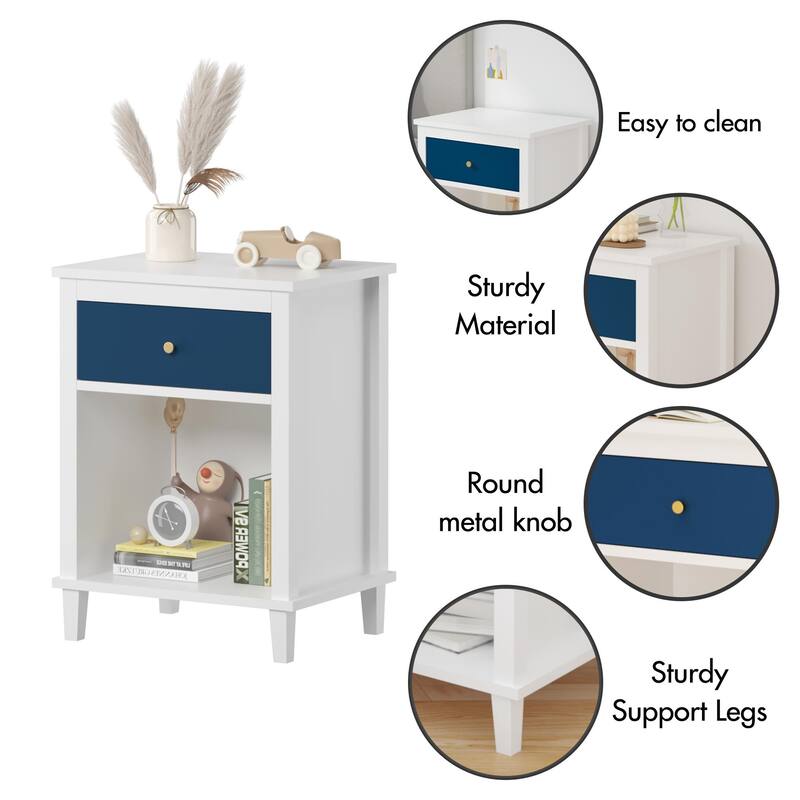 Modern Minimalist Nightstand with One Drawer One Shelf