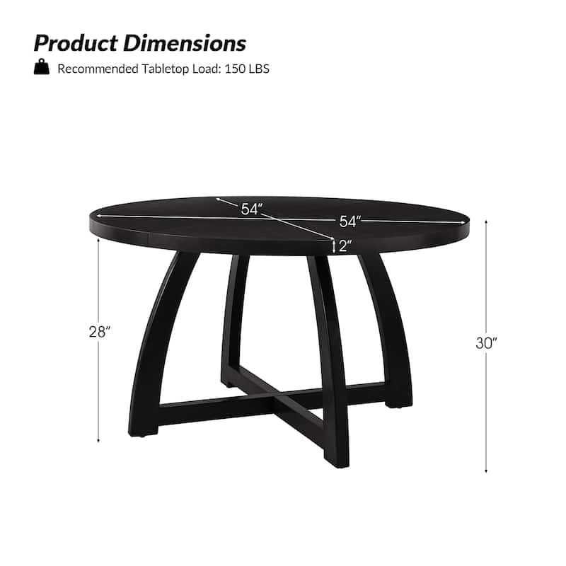 Bryan Mid-century Modern 54" Solid Wood Round Dining Table by HULALA HOME