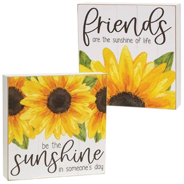 Sunshine Square Sign Be the Sunshine Sunflower Square Box Sign - 2 Asstd. - 7.75” high by 7. ...