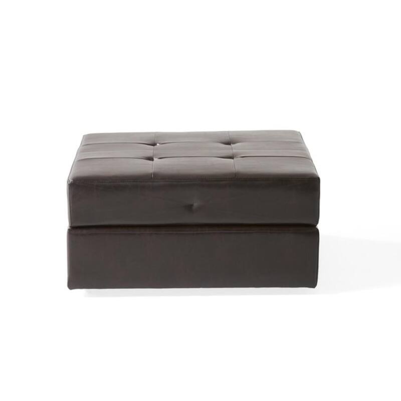 Roomfitters 31" Square Storage Ottoman, Tufted Faux Leather Coffee Table Bench with Lift Top, Dark Brown