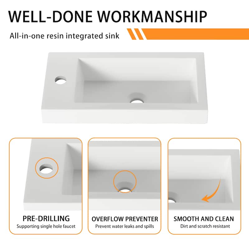 Bathroom Vanity With Sink In 20 Inch, Floating Bathroom Vanity With Soft Close Door