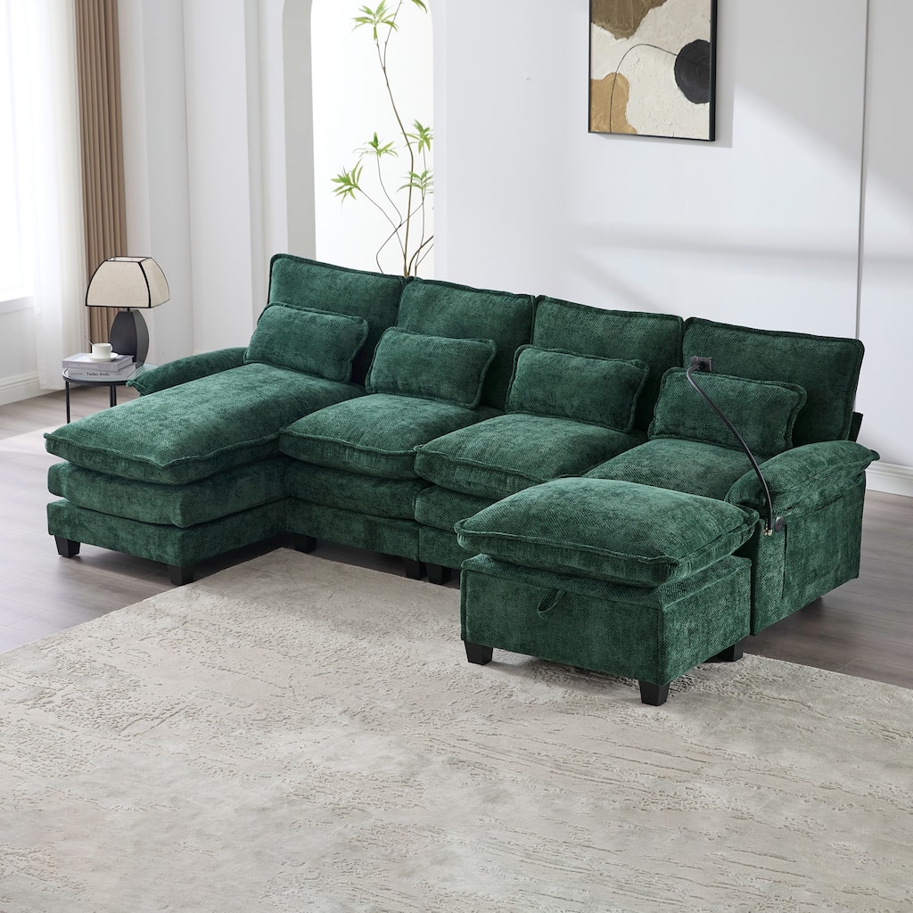GDFStudio - Lara 106" U Shape Sectional Sofa Cloud Couch for Living Room