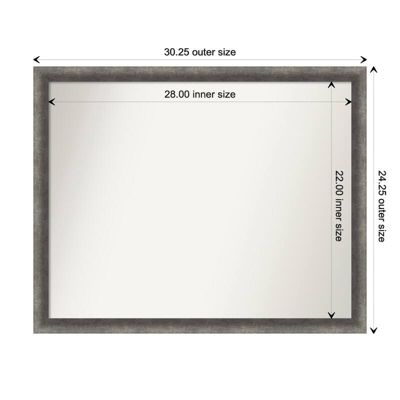 Burnished Concrete Narrow Non-Beveled Wood Framed Bathroom Vanity Wall Mirror - Burnished Concrete Narrow - Glass Size 28x22