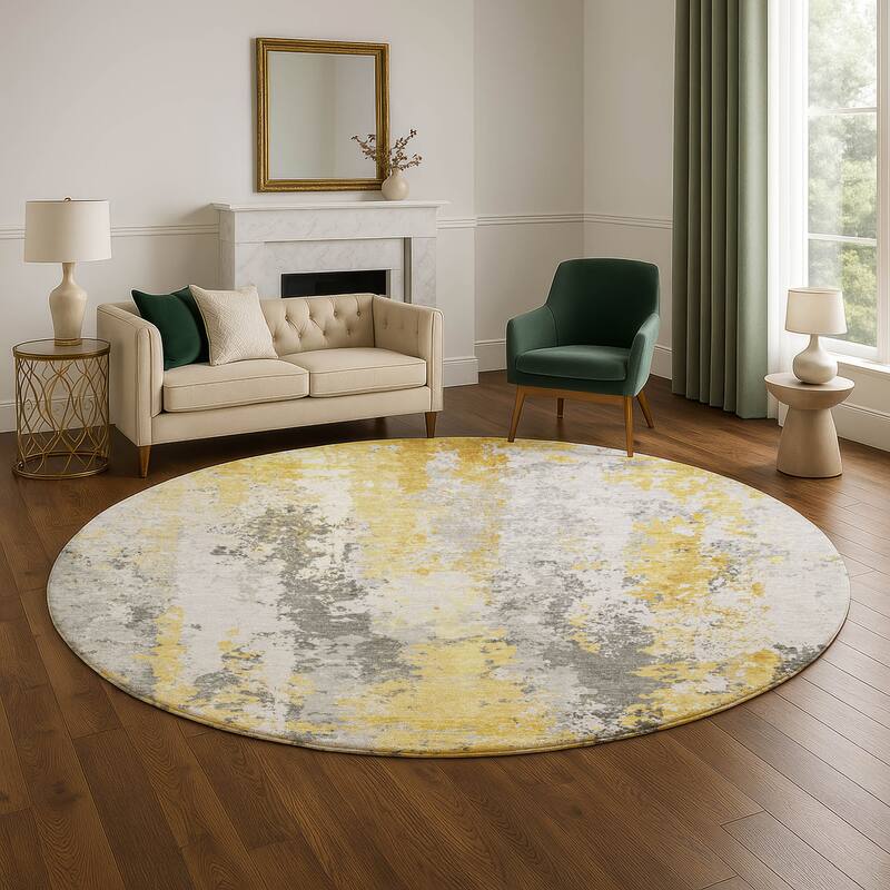 Premium Washable Super Soft Contemporary Mayfield Rug - Yellow - 8' x 8'