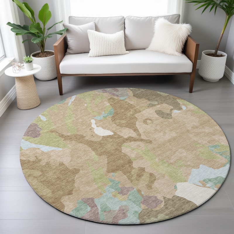 Machine Washable Indoor/Outdoor Modern Brushstrokes Chantille Rug