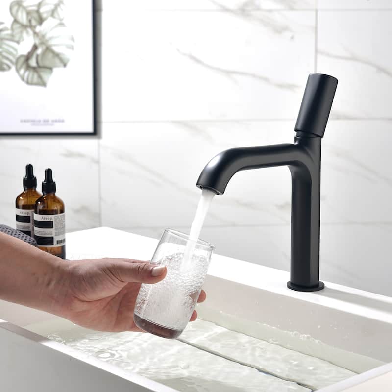 11 in.H Modern Matte Black/ Brushed Gold Single Handle Bathroom Faucet includes Hardware