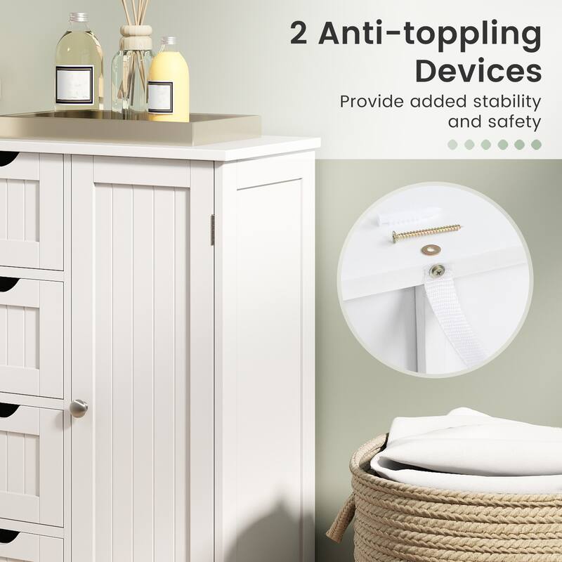 Gymax Storage Floor Cabinet Organizer Cupboard w/ 4 Drawers Adjustable