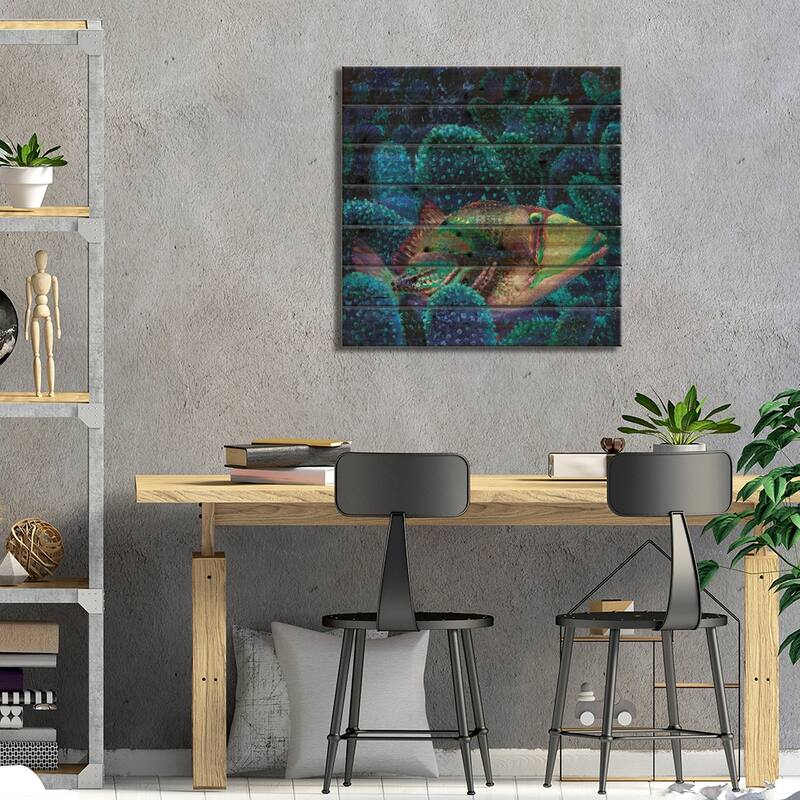 Pull The Trigger Print On Wood by Iris Scott - Multi-Color