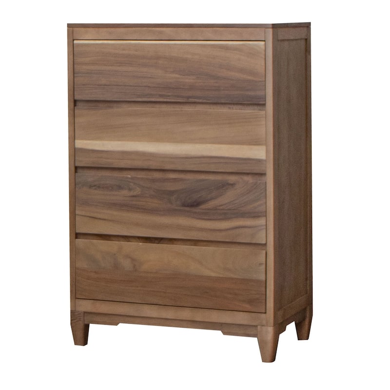 Neuv 53 Inch Tall Dresser Chest, 4 Drawers, Natural Brown Solid Mango Wood
