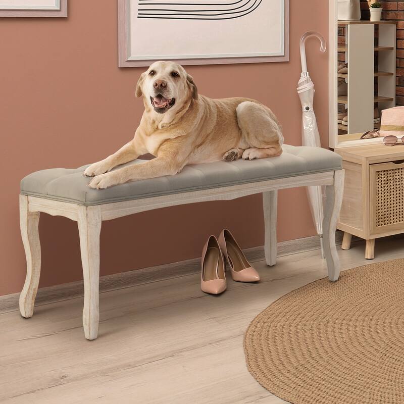 Pellebant Modern Upholstered Button-tufted Bench Ottoman - 43.3" W x 15 " D x 18.90 " H