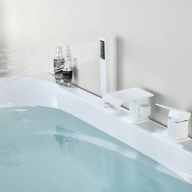 Solid Brass Waterfall Roman Tub Faucet with Hand Shower