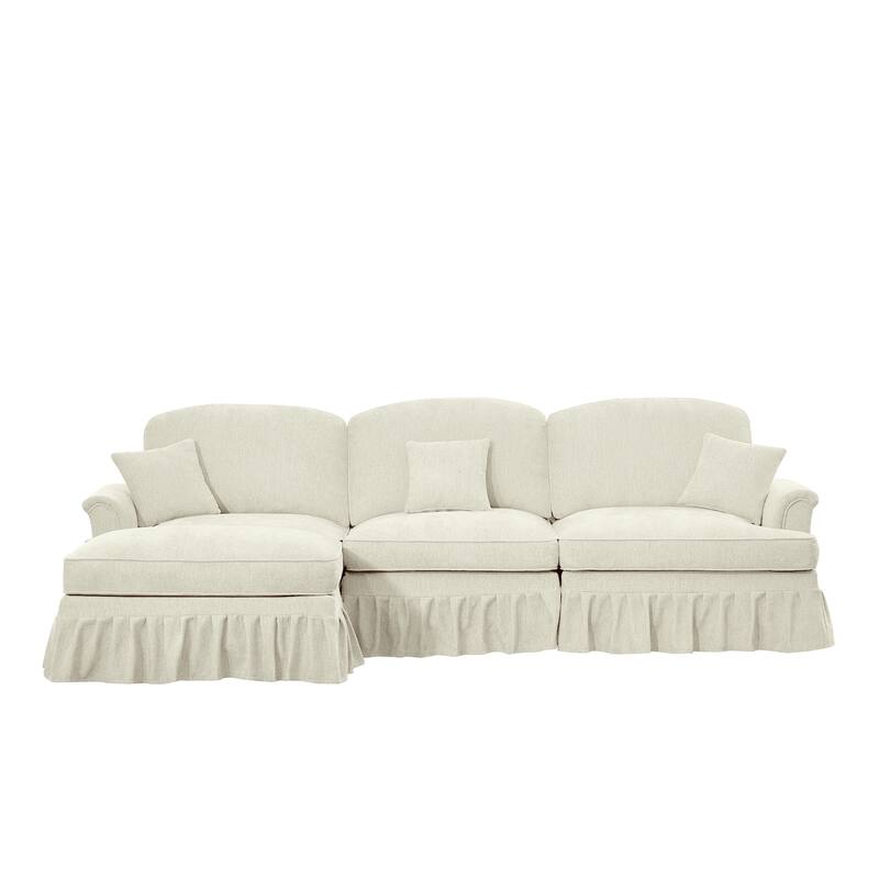 GDFStudio - Mid Century Chenille L-Shaped 3-Seater 107.1" Modular Sectional Sofa with Ottoman