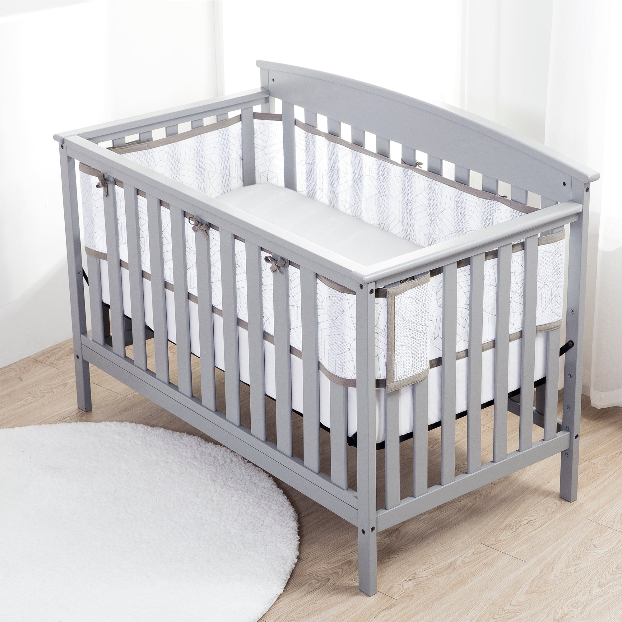 BreathableBaby Breathable Mesh Liner for Full-Size Cribs, Deluxe 4mm Mesh (Size 4FS Covers 3 or 4 Sides)