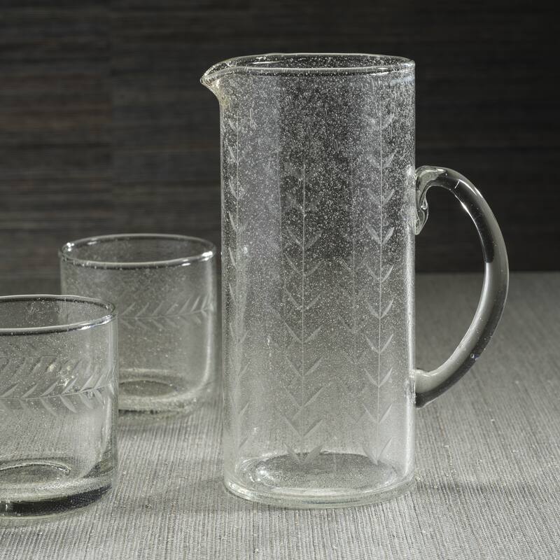Tuscan Handmade Etched Glass Pitcher
