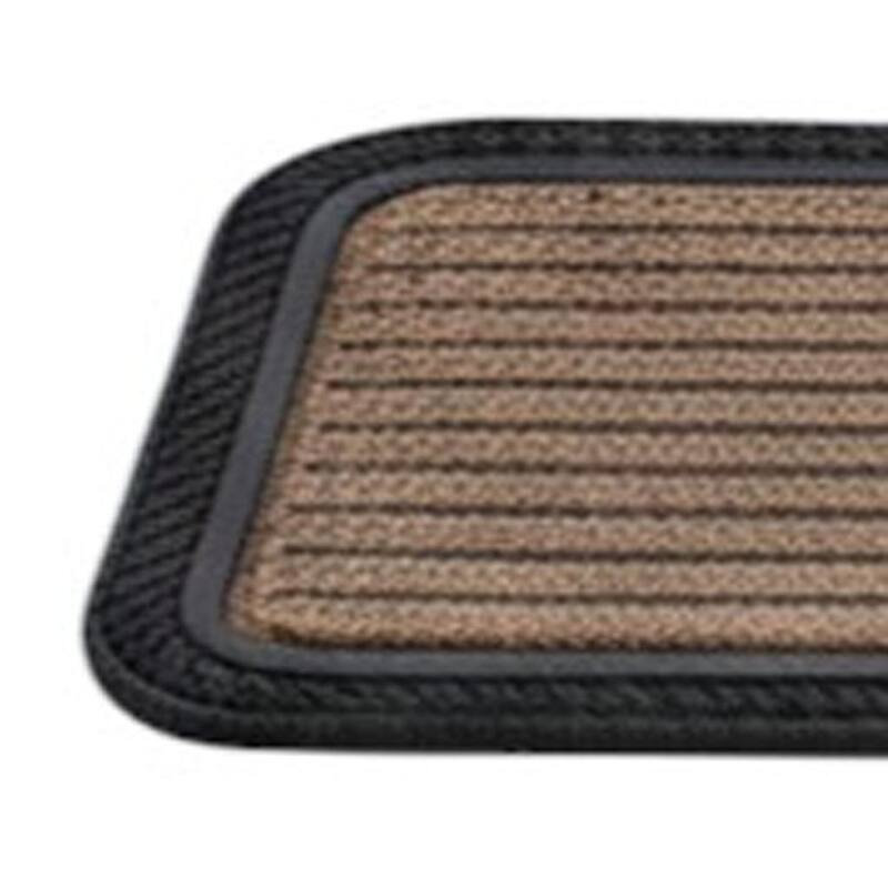 HomeRoots Set Of Six Black And Natural Polypropylene And Rubber Stair Treads - 10.00' X '30.00