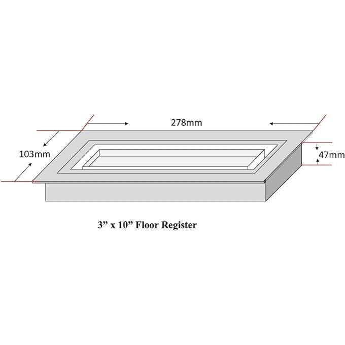 Zion Flush Mount Floor Register 3" x 10" Sand nickel Modern Air Vent for AC and Heating Heavy Duty