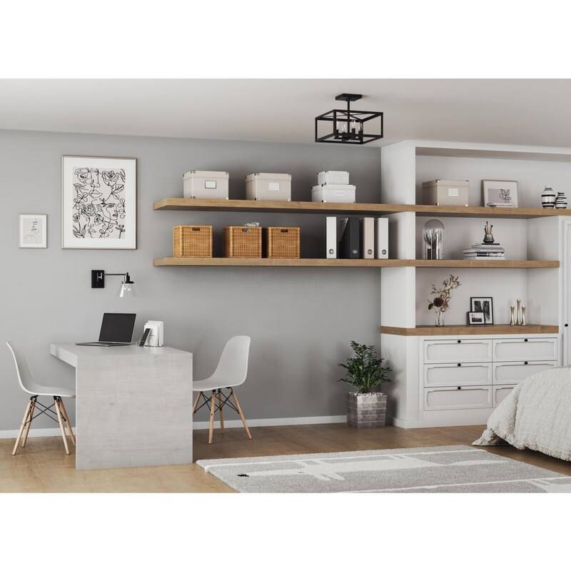 Hillcrest Collection 13 in. Four-Light Matte Black Transitional Semi-Flush Mount Light - 13 in x 13 in x 11 in