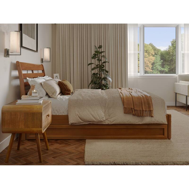 Emelie Platform Bed with Panel Footboard and Twin Trundle