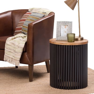 WYNDENHALL Karl 18 inch Wide Solid Mango & Metal Industrial Accent Table - 18 W x 18 D x 21 H