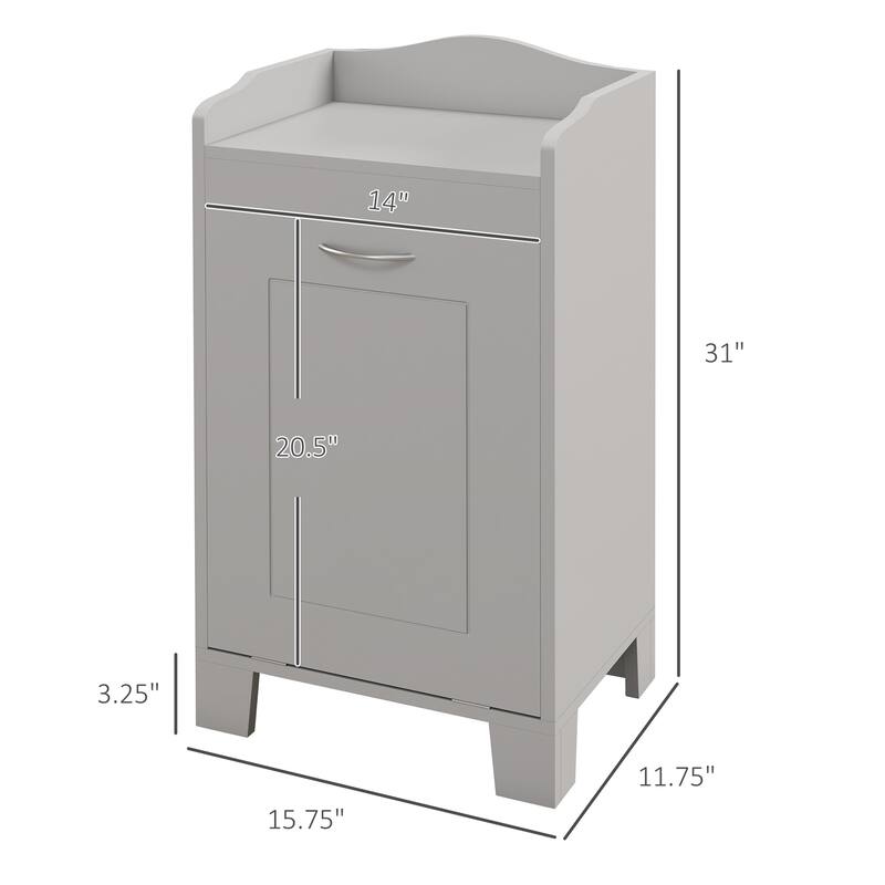 Grey MDF Tilt-Out Laundry Hamper Cabinet with Top Storage Shelf - 15.75" W x 11.75" D x 31" H