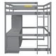 preview thumbnail 17 of 15, Gray Full Size Twin Pine Wood Loft Bed with Desk & Drawers