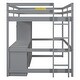 preview thumbnail 45 of 59, Modern Wood Loft Bed with Desk & Wardrobe, Space-Saving High Loft Bed Frame with Storage Drawers for Kids Teens Adults