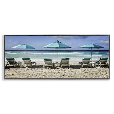 Stupell Lined Up Beach Chairs Framed Giclee Art Design By Mary Lou Johnson