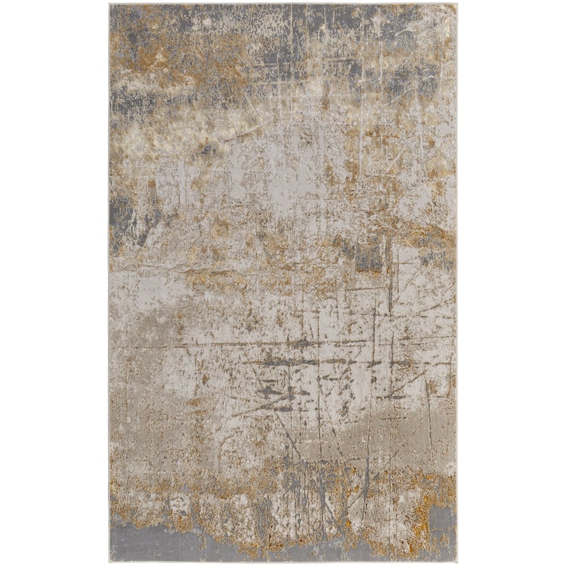 Grand Bazaar Tripoli Machine Made Abstract Modern Area Rug - 12' x 15' - Ivory/Brown/Gray