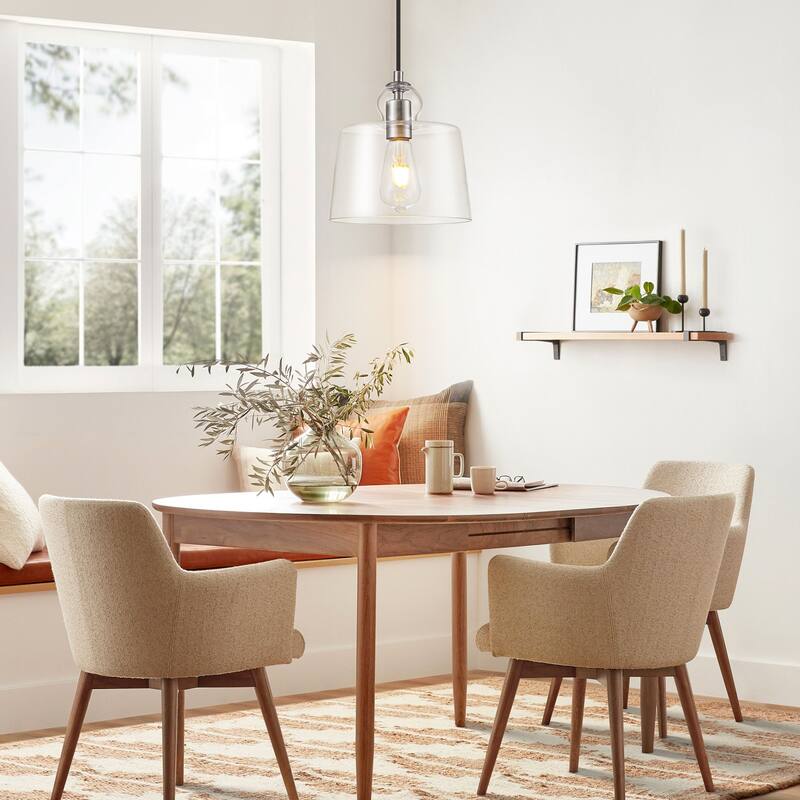 8.7" 1-Light Modern Mini Chrome/Gold/Matte Black Clear Glass Pendant Light for Kitchen Island Dining Room