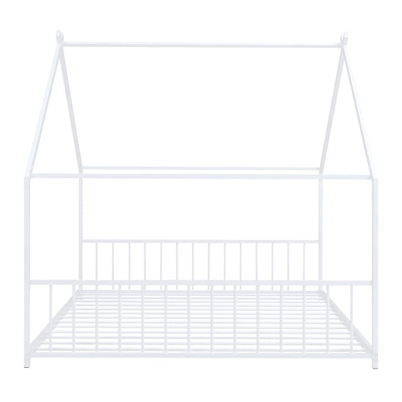Playhouse Design Metal House Bed, Twin/Full Size, Sturdy Frame for Kids' Room