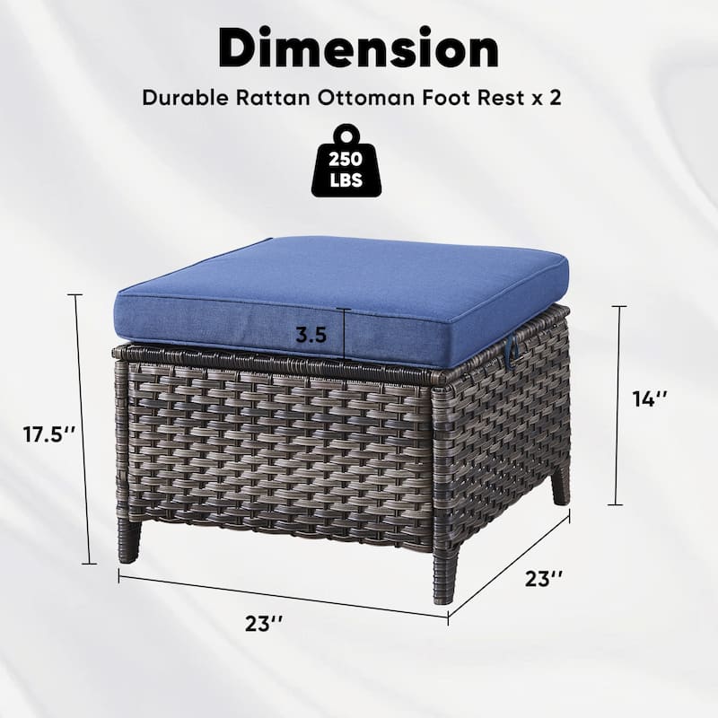 Outdoor Furniture Wicker Ottoman Patio Rattan Ottomans