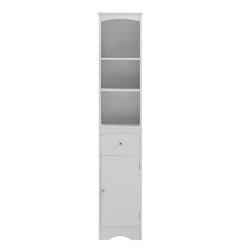 GDFStudio - Tall Bathroom Storage Cabinet, Freestanding with Drawer, Adjustable Shelf, MDF