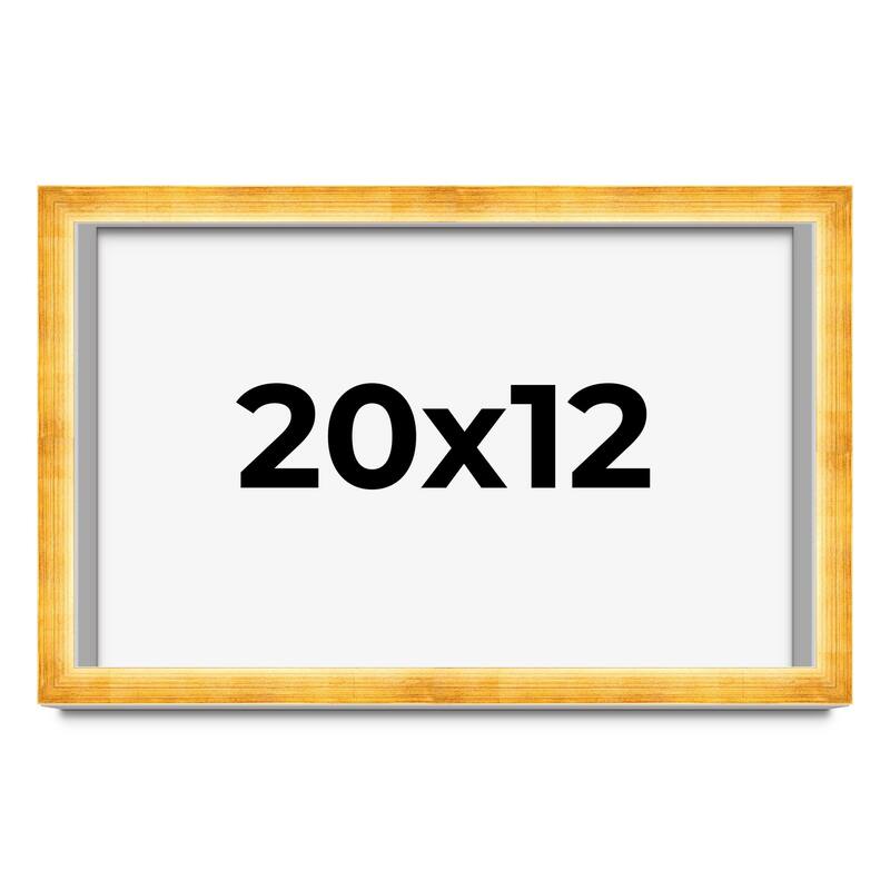 20x12 Shadow Box Frame Gold | 1.625 Inches Deep Real Wood Traditional