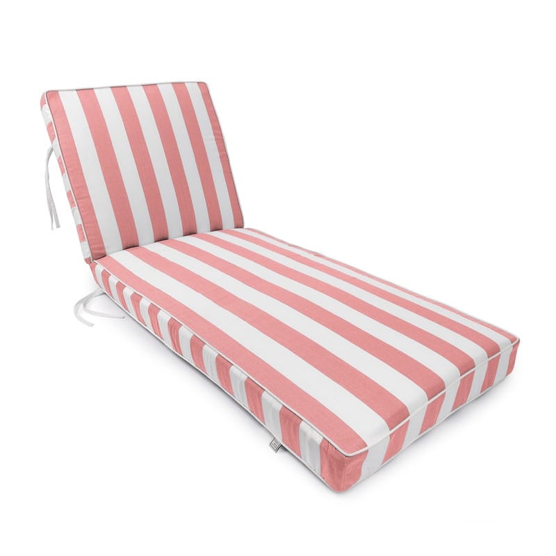 Sherry Kline Indoor/Outdoor Cabana Stripe Chaise Lounge with Contrast Cord - Pink/White