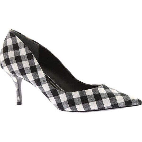 black and white gingham heels
