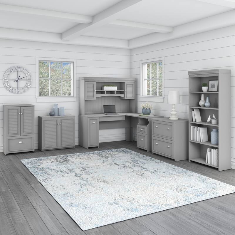 Fairview 60W Desk with File Cabinet and Bookcase by Bush Furniture