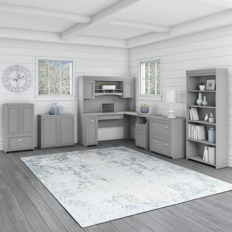 Fairview 60W Desk with Hutch, Cabinet and Bookcase by Bush Furniture