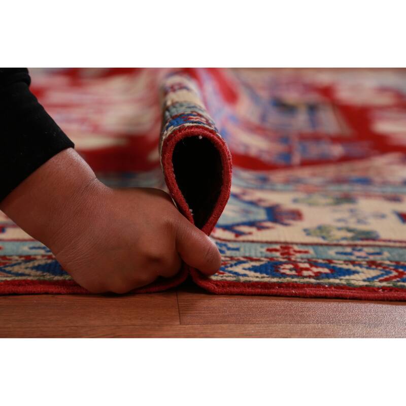 Hand Knotted Oriental 100% Wool Carpet Traditional Geometric Red Kazak Area Rug - 11' 5'' X 8' 4''