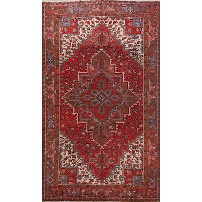 Geometric Heriz Persian Area Rug Wool Handmade Living Room Carpet - 7'8" x 10'8"