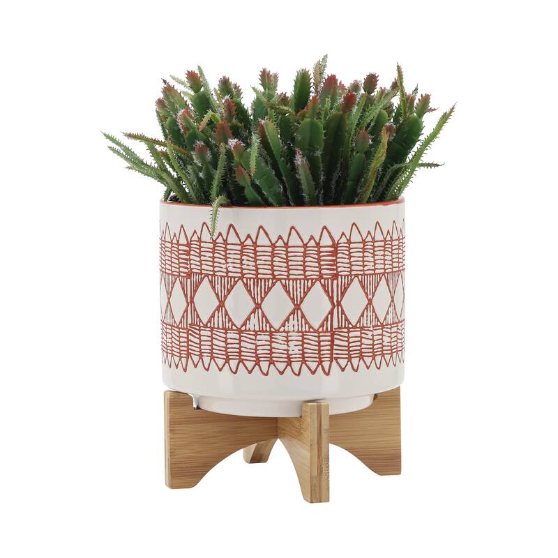 Sagebrook Home Abstract Ceramic Planter on Stand Indoor/Outdoor