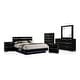 preview thumbnail 8 of 12, Furniture of America Benvolio Contemporary Black Wood LED 6-Piece Panel Bedroom Set with USB Port