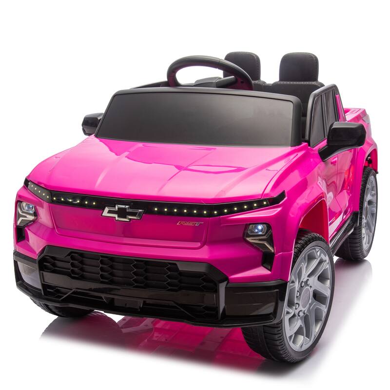 24V Licensed Chevrolet Silverado EV Ride-On Car for Kids with Slow Start, LED Lights, Bluetooth, USB, MP3, and Remote Control
