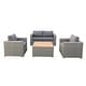 preview thumbnail 2 of 3, Miami 4-Piece Patio Seating Rattan Wicker Love Seat Set With Olefin Cushions And Coffee Table Outdoor - Grey