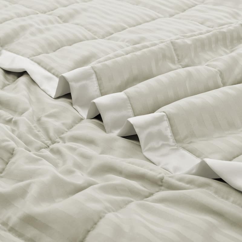 Hotel Quality Luxury Lightweight Jacquard Soft Bed Blanket with Satin Trim, Cozy and Warm