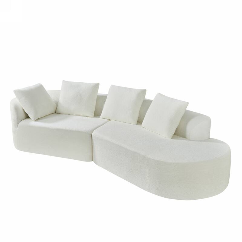 116" Curved Sectional Sofa with Chaise Lounge - High-Density Sponge Cushions, 2-Piece Set, Right-Hand Facing, Fully Assembled
