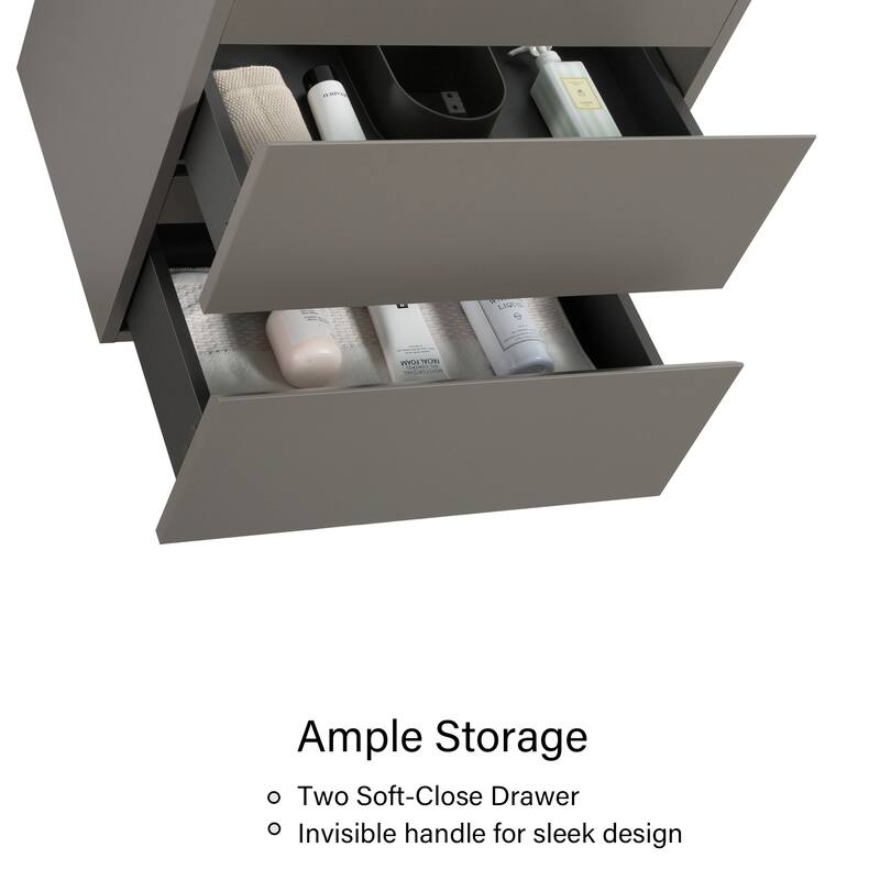 Floating Bathroom Vanity with Black Solid Surface Top